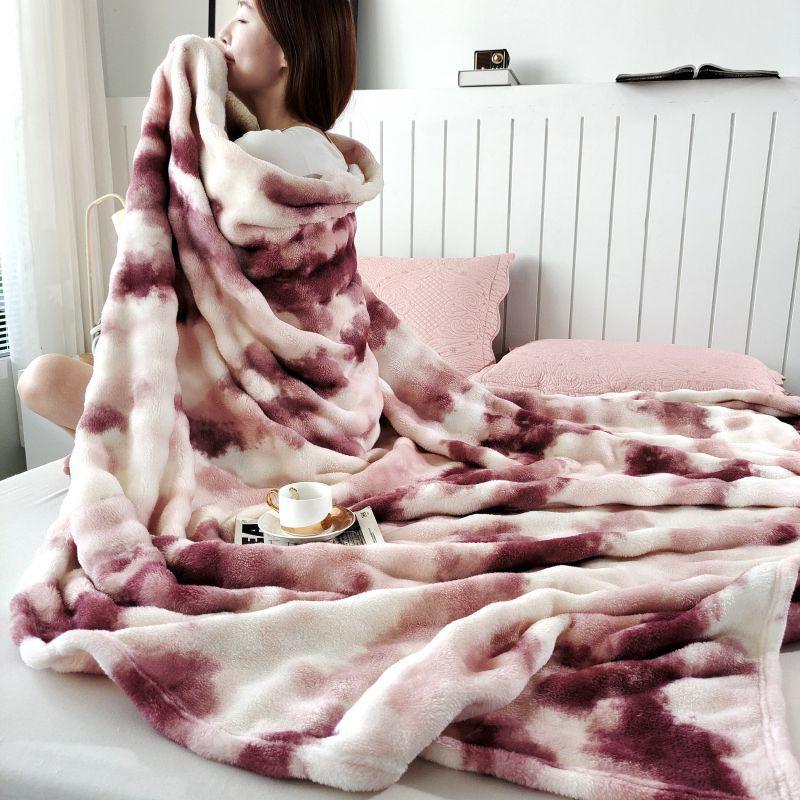 Gradient Ombre Plush Throw Blanket Soft Faux Rabbit Fur Office Sofa Nap Air Conditioner Thick Warm All Season