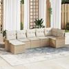 VidaXL 7-Piece Garden Sofa Set with Beige Cushions Poly Rattan 3345451