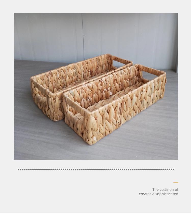 Water Hyacinth Woven Storage Basket - Magazine & Handheld Organizer