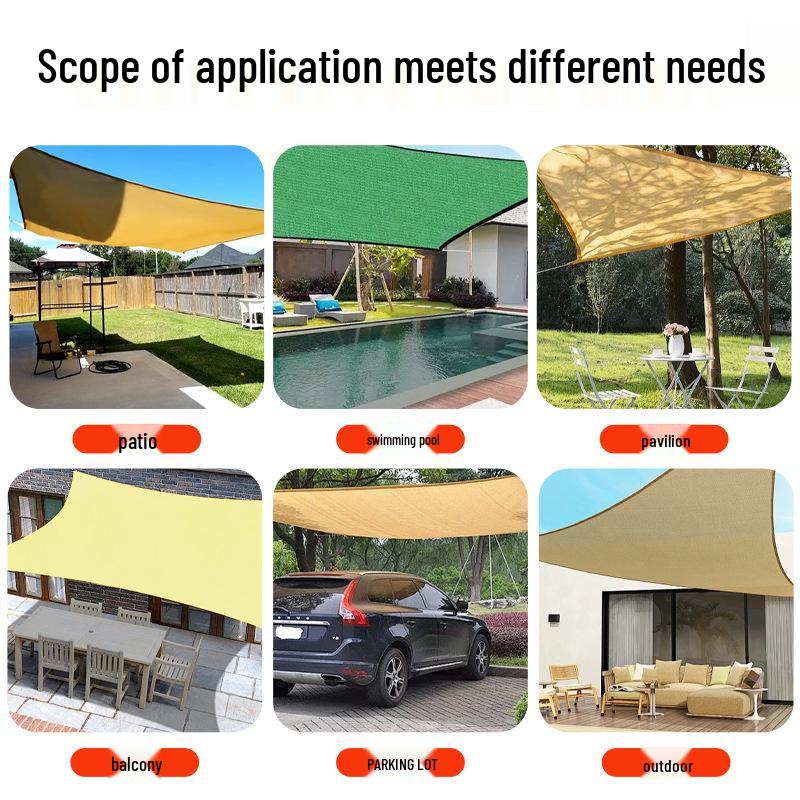 Beige High-Density Outdoor Sunshade Sail - Thickened, Encrypted, UV Protection