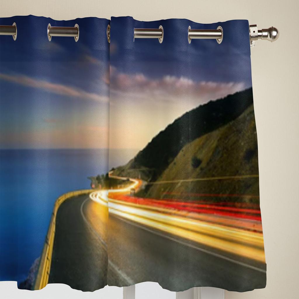 Highway At Sunset Fenstervorhang für Kinderzimmer Heim Jalousien Vorhänge für Wohnzimmer Schlafzimmer Fensterdraperien