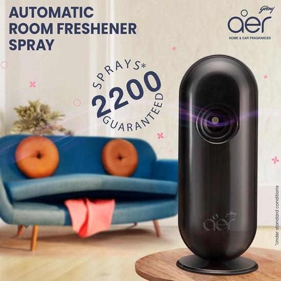 Godrej Aer Matic Kit (Machine + 1 Refill) - Automatic Room Fresheners with Flexi Control Spray| 2200 Sprays Guaranteed | Lasts Up To 60 Days (225ml)