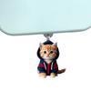Cartoon Cute 2D Flat Cat Design Clothing Acrylic Mobile Phone Dust Plug Stopper Pendant Gifts for IPhone and Type-C Decoration2