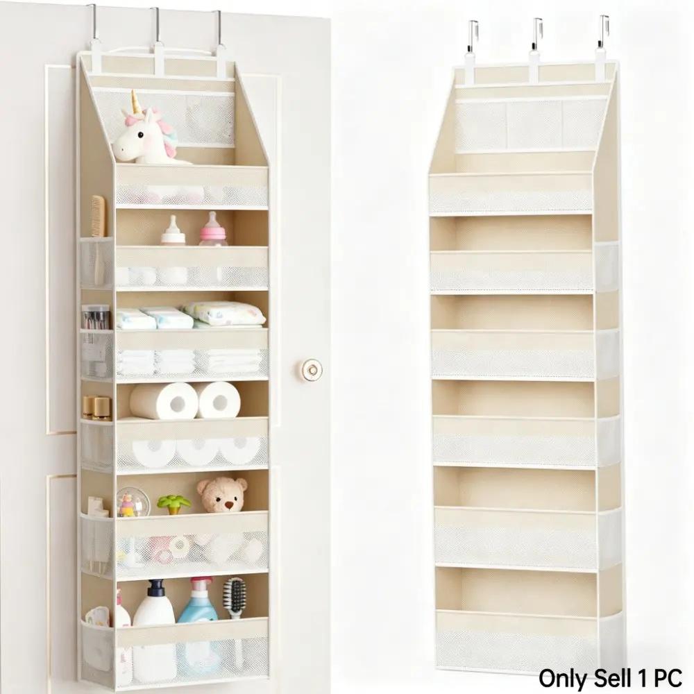 Criusia Over The Door Organizer, 6-Shelf Closet Hanging Storage with 13 Mesh Pockets, Capacity Behind The Door Storage