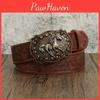 Con Cintura Western in Pelle Fibbia Cavallo al Galoppo Stile Retro per Jeans