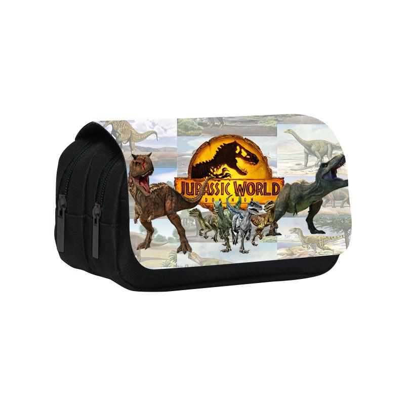 Jurassic World Dinosaur Pattern Double Layer Stationery Storage Bag For Students And Office Use