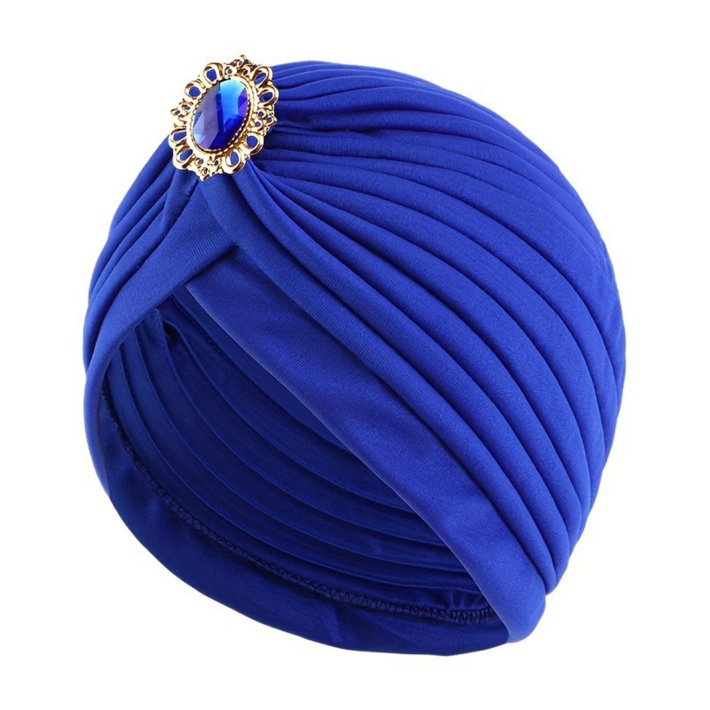 Extra-Large Rhinestone Headband Hat Retro Ethnic Visorless Cap