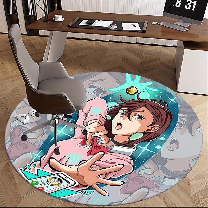 1pc Anime Cartoon Design Okarun Character Round Carpet - Office Chair Mat, Non-Slip Rug for Home Decor, Living Room