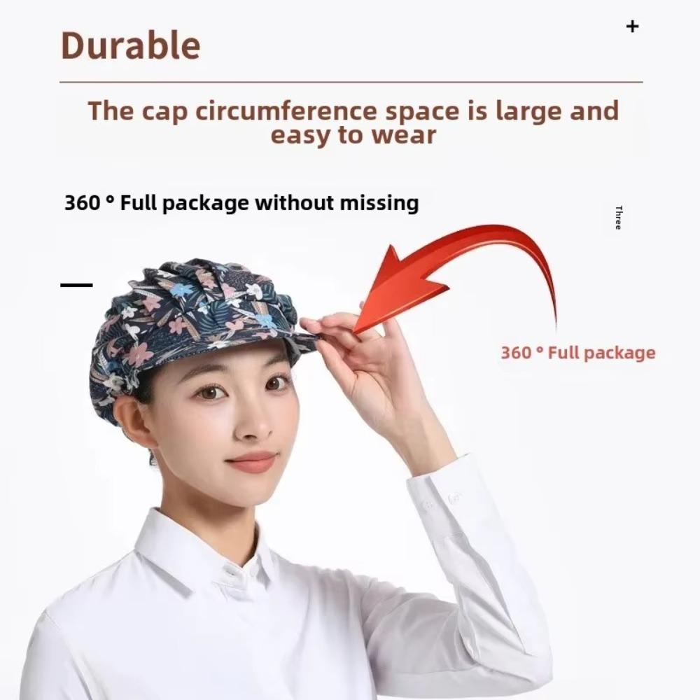 Dust Proof Chef Hat Flower Printed Sanitary Cap New Work Cap  Hotel Restaurant