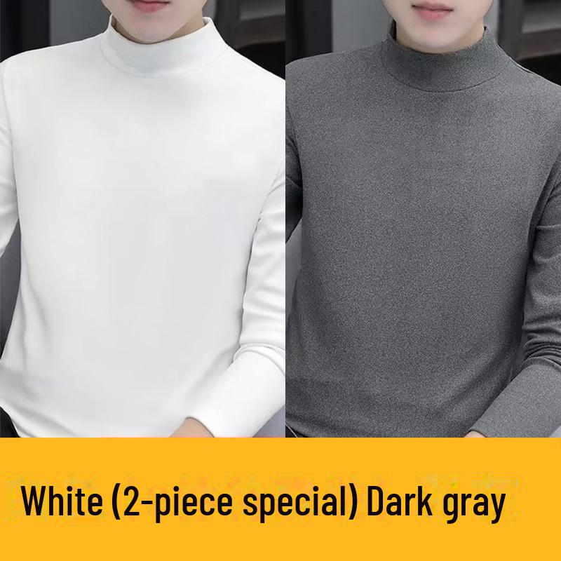Men's Double-Sided Flannel Long-Sleeve Mid-Collar T-Shirt - Warm Winter/Spring Top (2022)