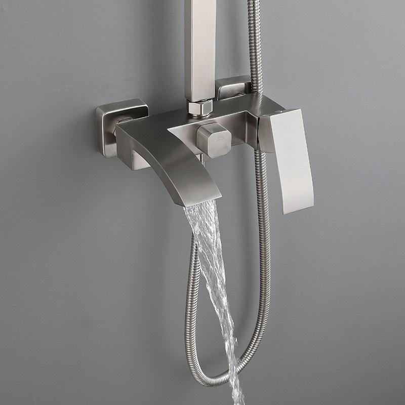 Stal Nierdzewna 304 Łazienkowa Słuchawka Prysznicowa Bateria Ścienna Zestaw Baterii Prysznicowej Ciepłej i Zimnej Ręczna Słuchawka Nikiel