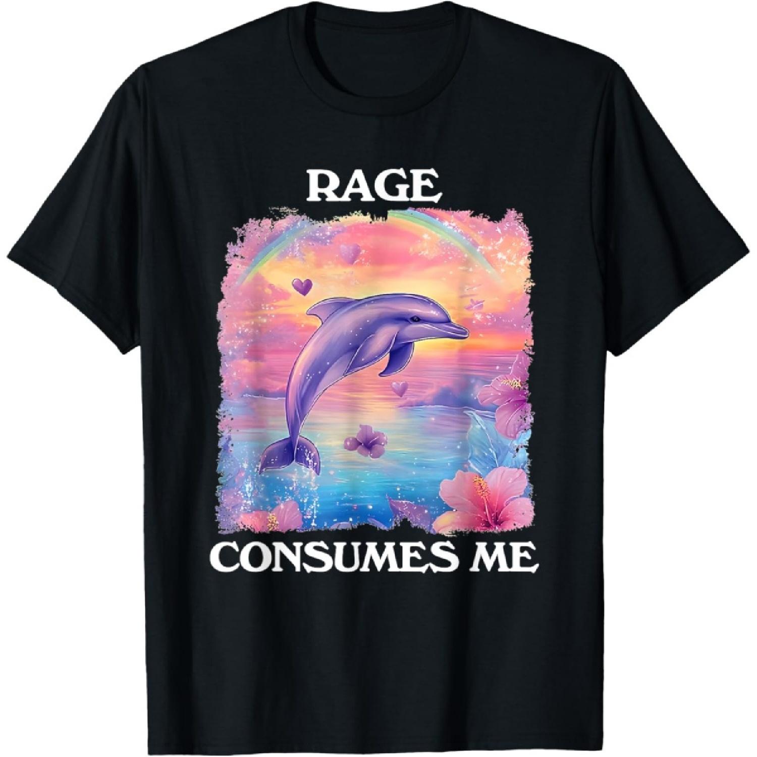 Rage Consumes Me, Funny Meme Dolphin T-Shirt S