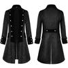 Men Medieval Costume Solid Color Jacquard Jackets Coat Retro Long Uniform