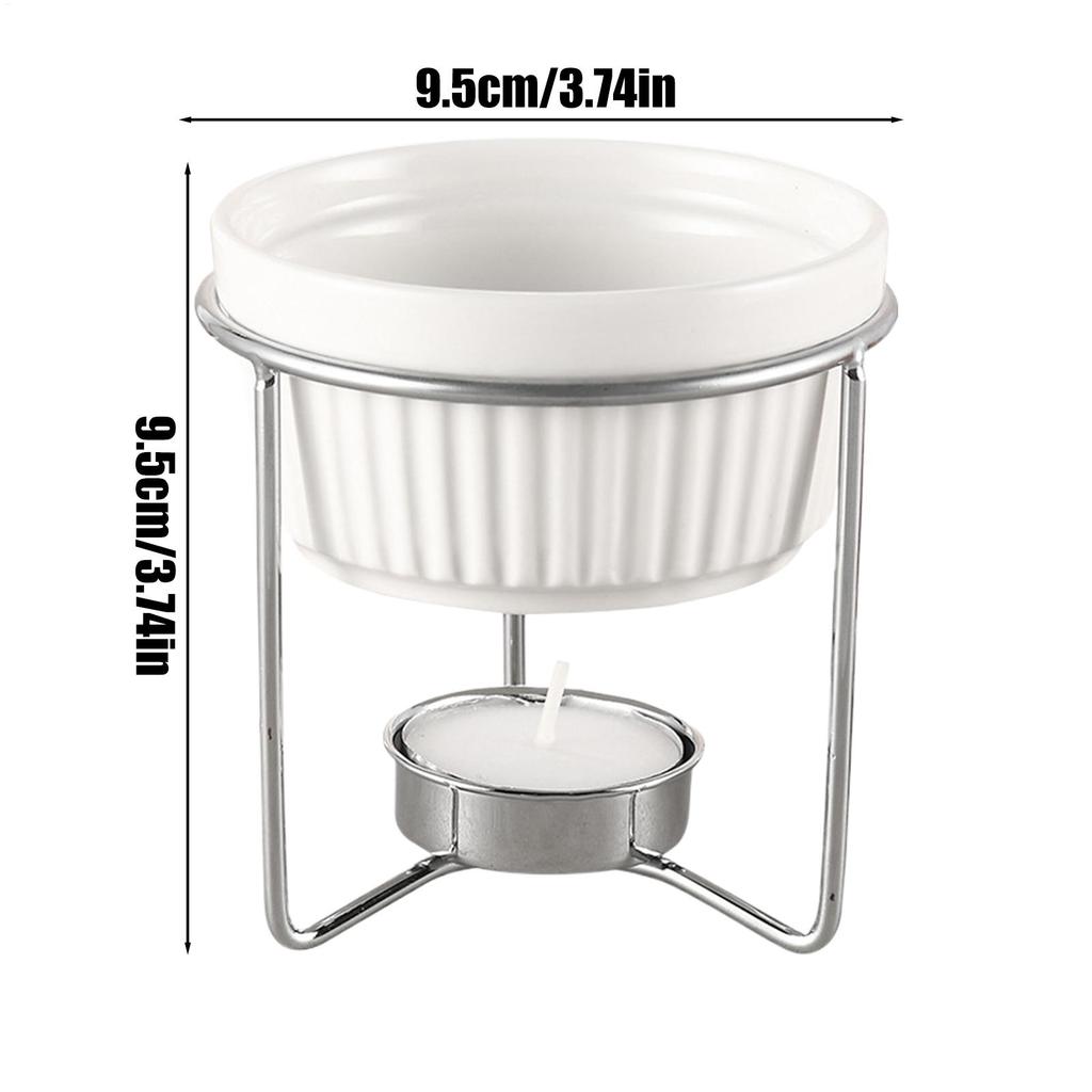 Butter Warmer Pot Portable Ceramic Kitchen Supplies Personal Cheese Warmer Heating Pot For Seafood Chocolate Tea Dessert Snacks