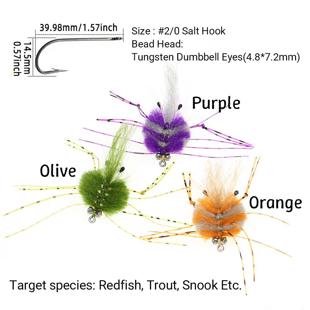 1PC/2PCS Weighted Saltwater Fishing Lure EP Crab Fly for Redfish, Striped Bass, Trout, Snook - Tungsten Eyes, UV Resin