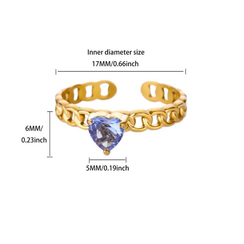 December Birthday Stone Color Love Zircon Ring Women's Chain Ring Niche Opening Simple New Model