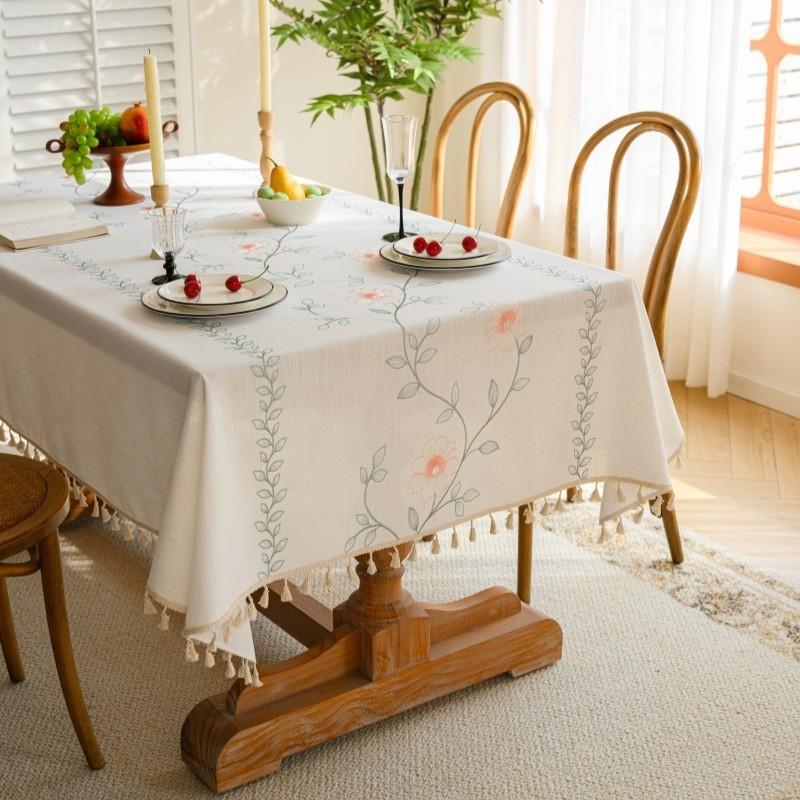 Nordic Style Imitation Cotton Linen Fabric Tablecloth Waterproof Oil Proof Table Cloth Tea TableCover Cloth Rectangular Thermal Insulation Tablecloths