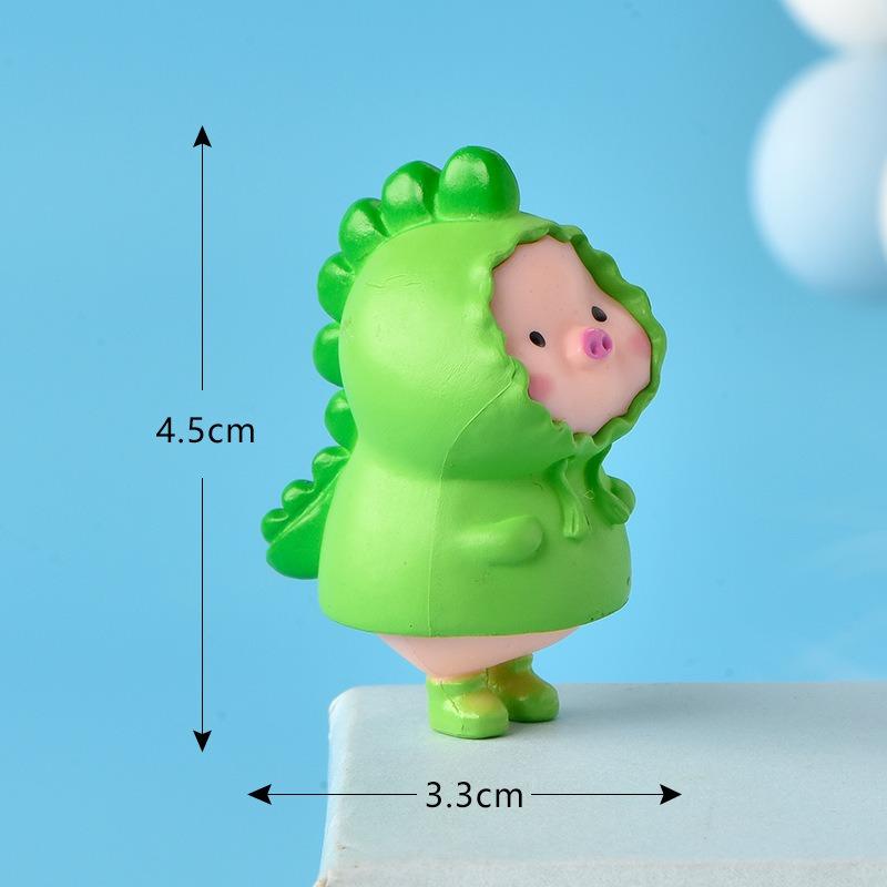 Cute Piggy Cartoon Animal Figurines Micro-landscape Succulents Decorative Hanging AccessoriesHandicrafts Desktop Car Ornaments