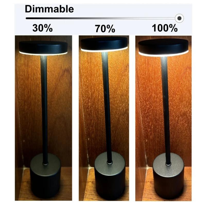 1200MAH USB Rechargeable LED Table Lamp Touch Switch Three Colors Metal Desk Lamp Bedside Lamp Hotel Bar Bedroom Decoration Night Light