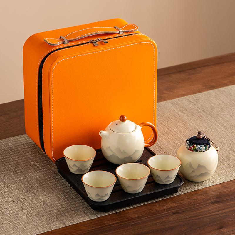 Ru kiln Kung Fu tea set, household new open-piece teapot, tea tray, office, high-end tea making and drinking tea set