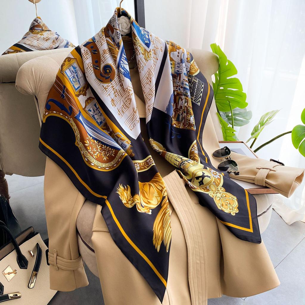 High-quality Luxurious Silk Scarves Headband Scarfs Neck Scarf For Women Chain Silk Scarf Women's Decorative Shawl