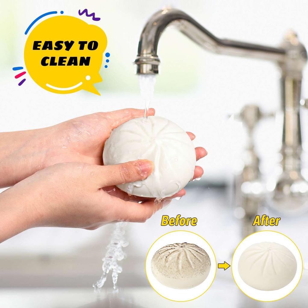 Palline antistress colorate con gnocchi Fidget Giocattolo sensoriale Spremere palla di pasta Antistress Panino giocattolo a mano con vaporiera per alimenti Scrivania elastica