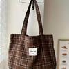 Autumn and winter checkered tote bag, ins laid-back single-shoulder bag, large-capacity handbag, for daily commuting