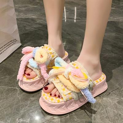 Moda 5.5CM Verano Mujer Sandalias Tejidas Zapatos de Plataforma Nuevo Diseño de Moda Mules Chanclas Sandalias de Color Caramelo Zapato Plano Casual Para Mujer
