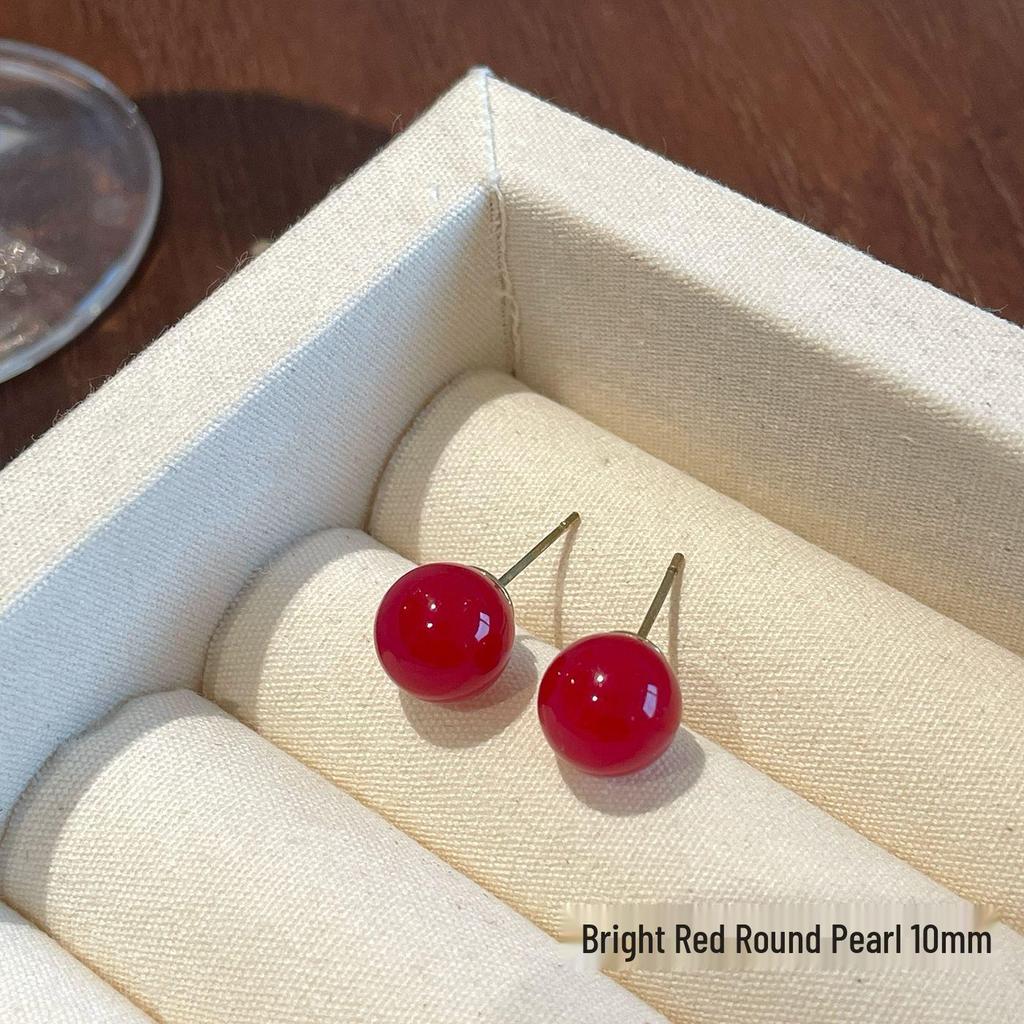 Ankela Rote Perlenstecker - Silberne Nadel, Vielseitiger Stil für Damen, Perfekt für die Neujahrskollektion