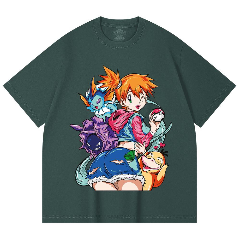 230 g/m² 100% Baumwolle Pokemon V17 Misty Print Unisex Schweres Baumwoll-T-Shirt