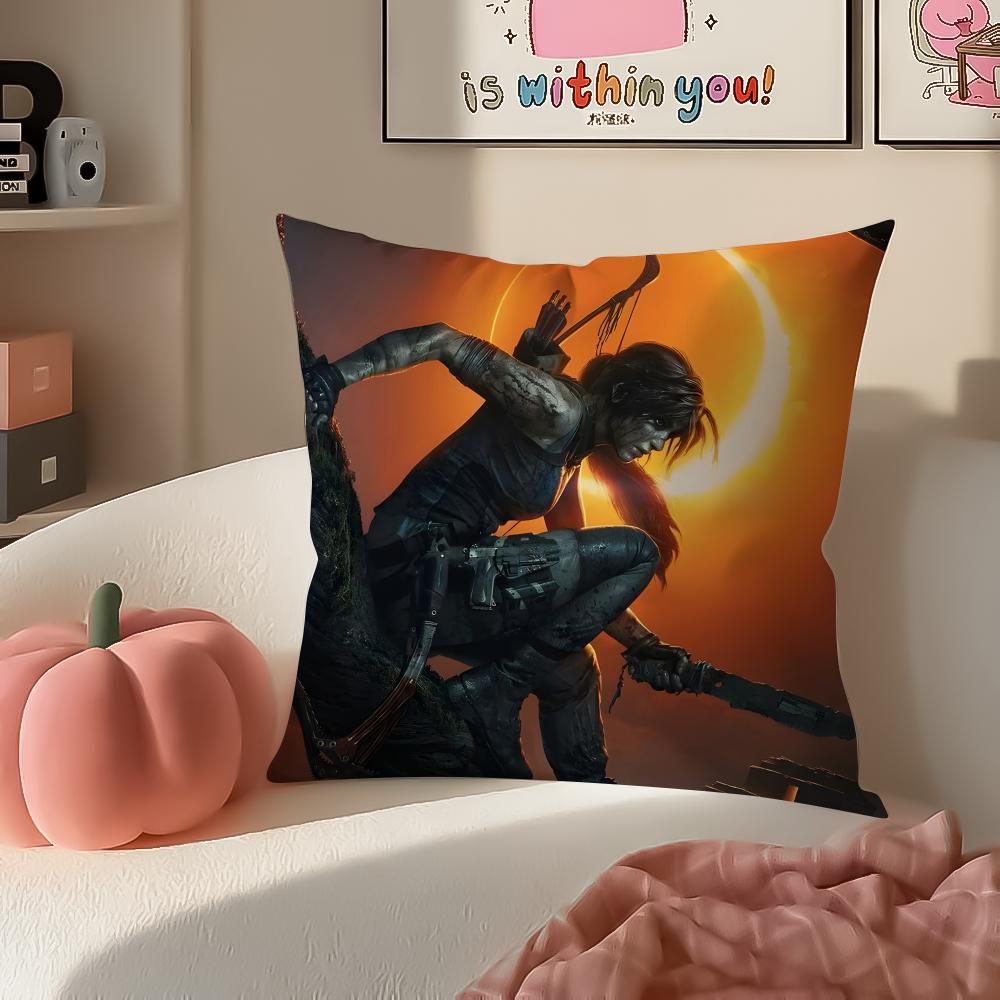 Action Game Franchise TTomb Raider Cushion Cover Pillowcase Short Plush Invisible zipper Room Sofa Cushion Cover