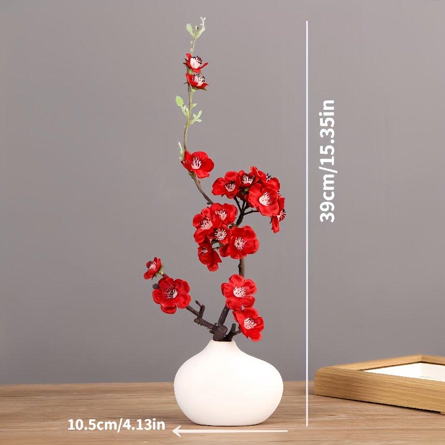 1 kus nových kreativních bonsají se simulovanými květinami v čínském stylu, vhodné pro domácí dekoraci, TV stolek, pracovnu,