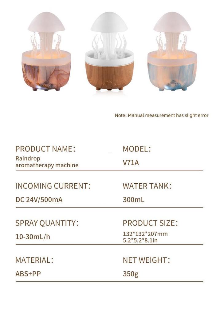 Remote-Controlled Rotating Jellyfish Light Humidifier & Essential Oil Diffuser with Seven-Color LED