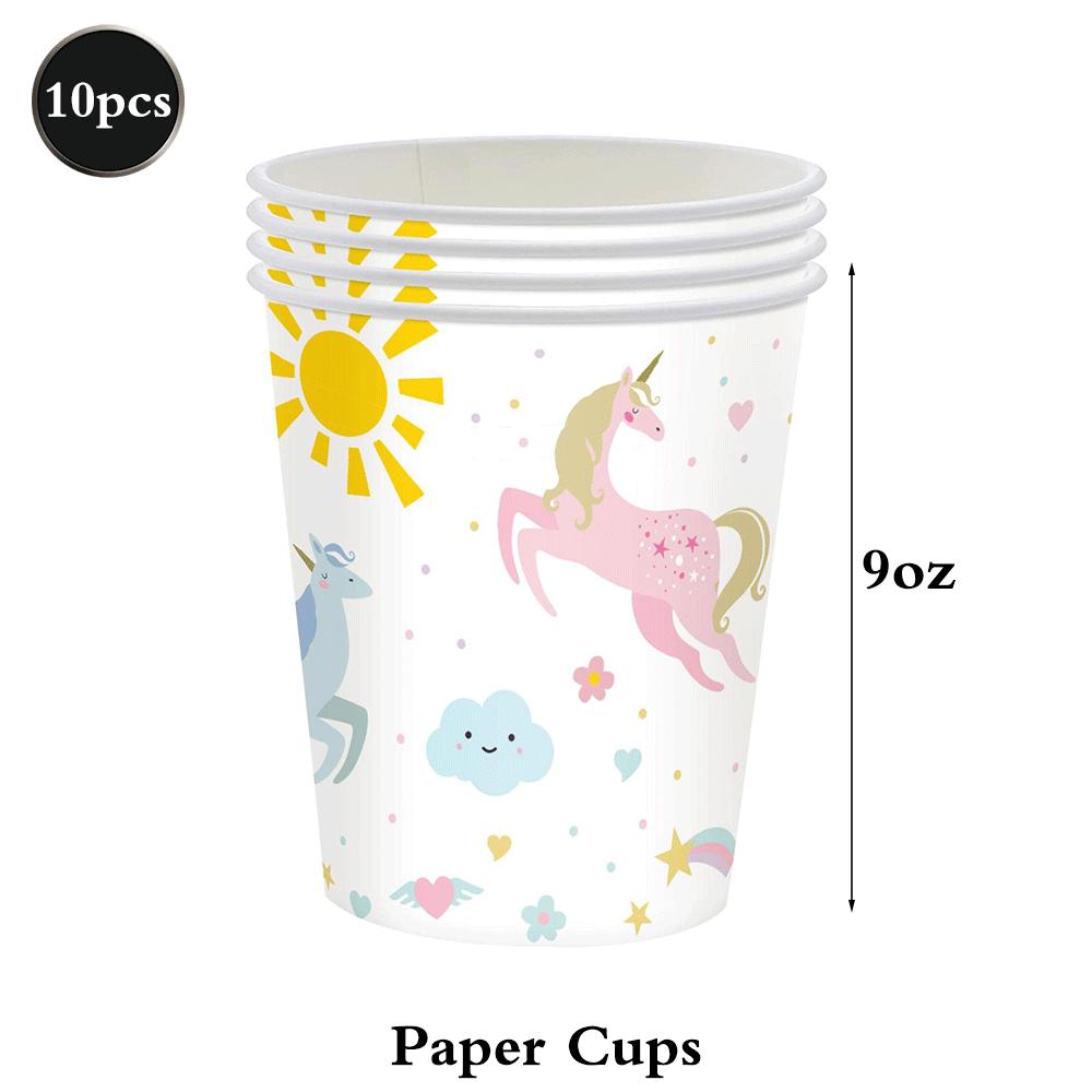 Unicorn Birthday Party Supplies Tableware Plates Cups Napkins Tablecloth Banner Foil Balloons Pastel Rainbow Baby Shower Decor