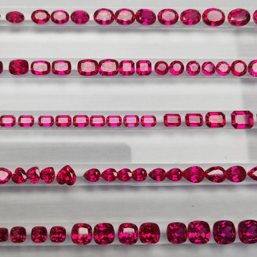 Aocai Bao Shi Lab-Grown Ruby Precision-Cut Loose Stone, AGL Certified Mainstone for Jewelry.