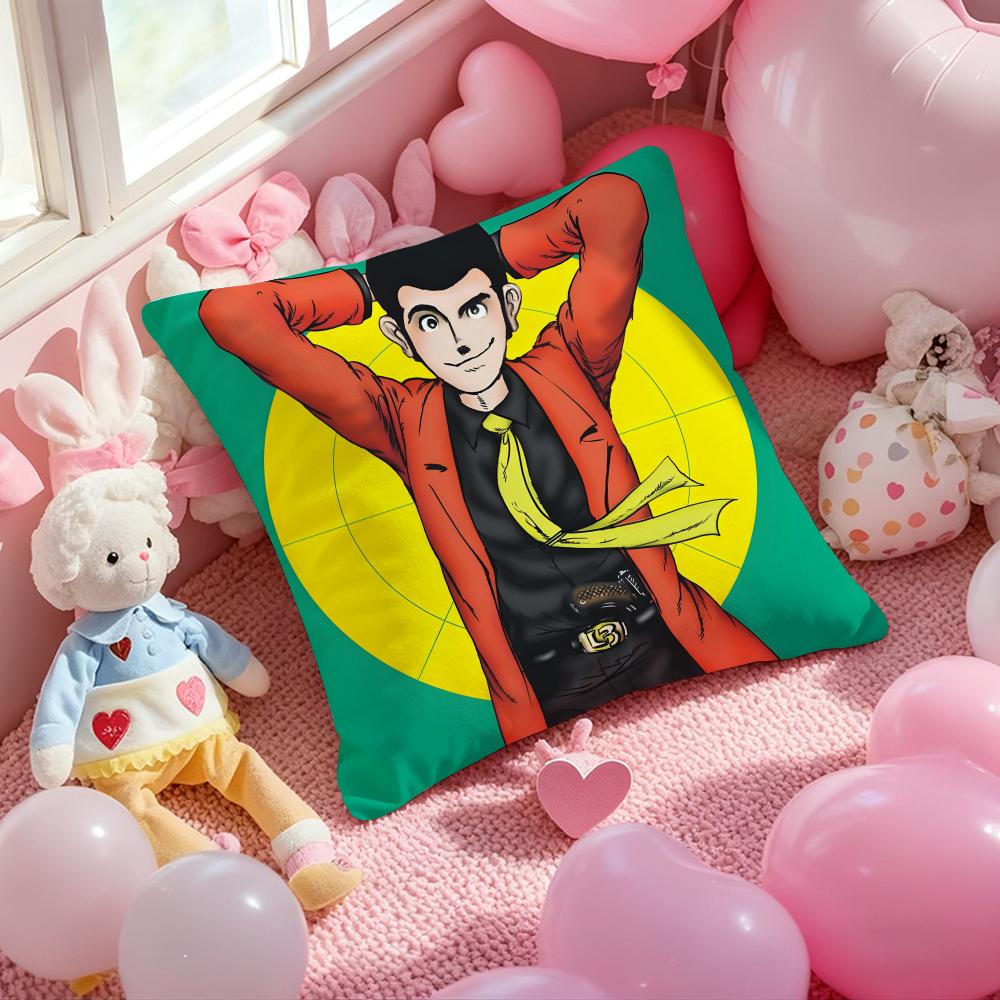 anime Lupin the Third Cushion Cover Pattern Printed Pillowcase for Living Room Sofa Cushion Cover & Bedroom Decor