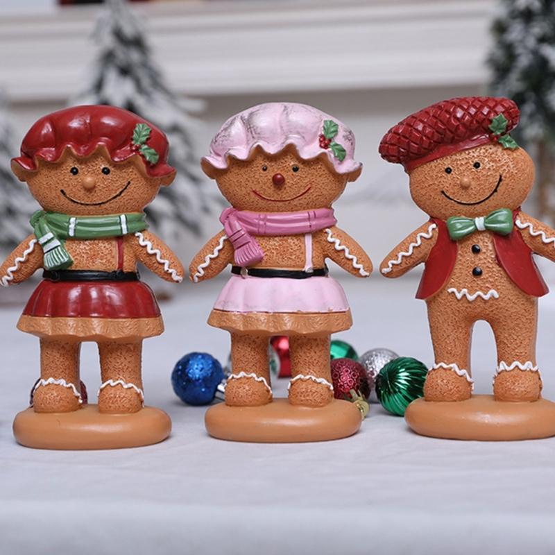 Christmas Decorations Gingerbreads Man Figurine Christmas Statue Sculpture Home Xmases Party Winter Decors Centerpieces