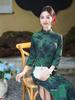 Modern Green Autumn Qipao 2025: Long Sleeve, High-End, Chinese Style