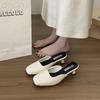 Temperament Baotou Shoes Early Spring High Heel Square Head Half Slippers French Women's Outer Wear 2025 New One-Pedal Muller Shoes