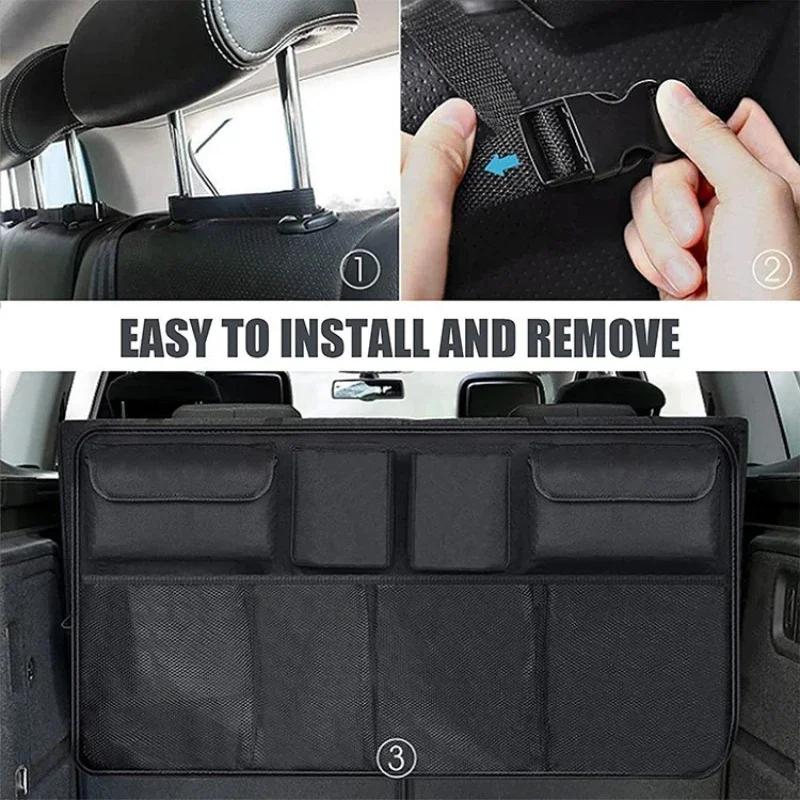 Oxford fabric Car Trunk Organizer Automatic Storage Bag SUV Car Rear Seat Backrest Hanging Bags Net Bags Travel Storage Bag Accessories