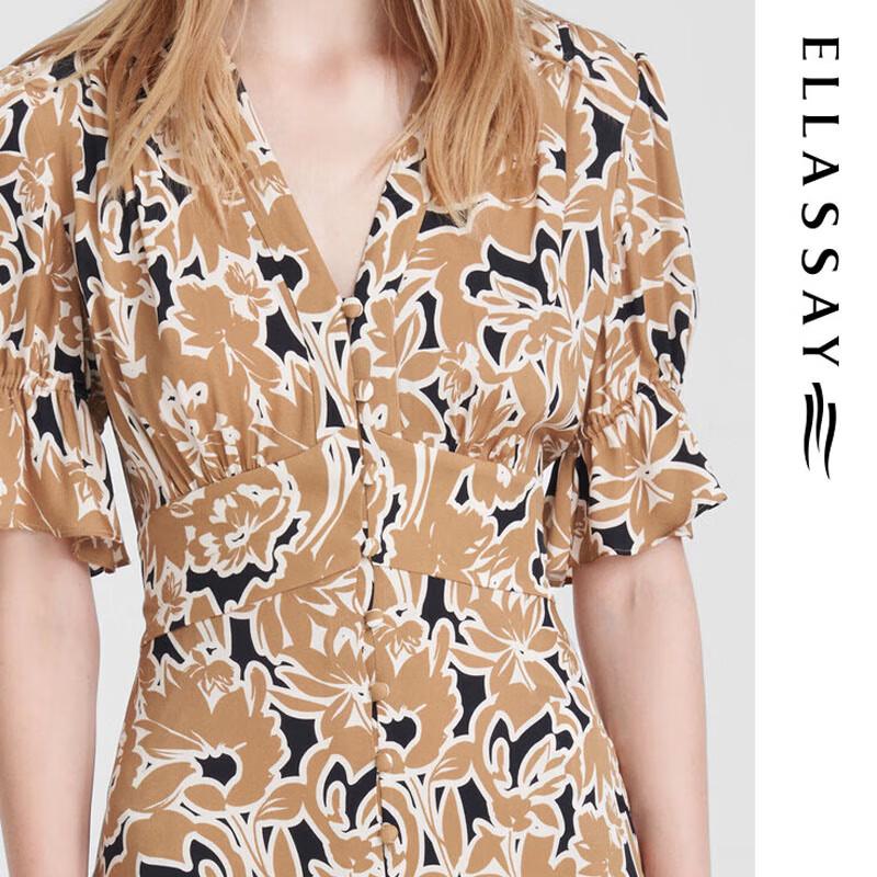 ELLASSAY Women's Elegant Floral Print Wrap Midi Dress