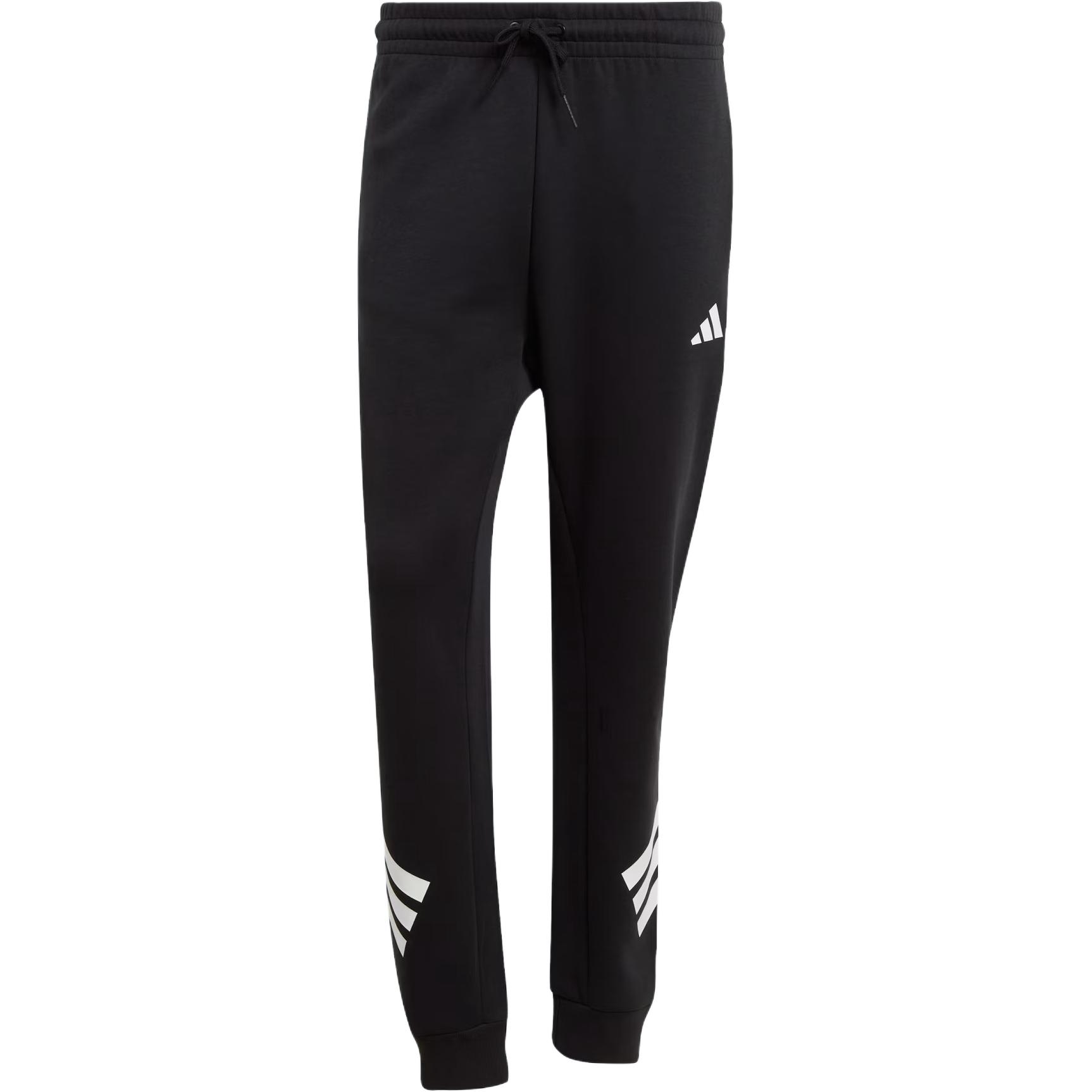 Adidas Полосатые трикотажные спортивные штаны с манжетами и кулиской для мужчин, низ, черные JD4863 XL
