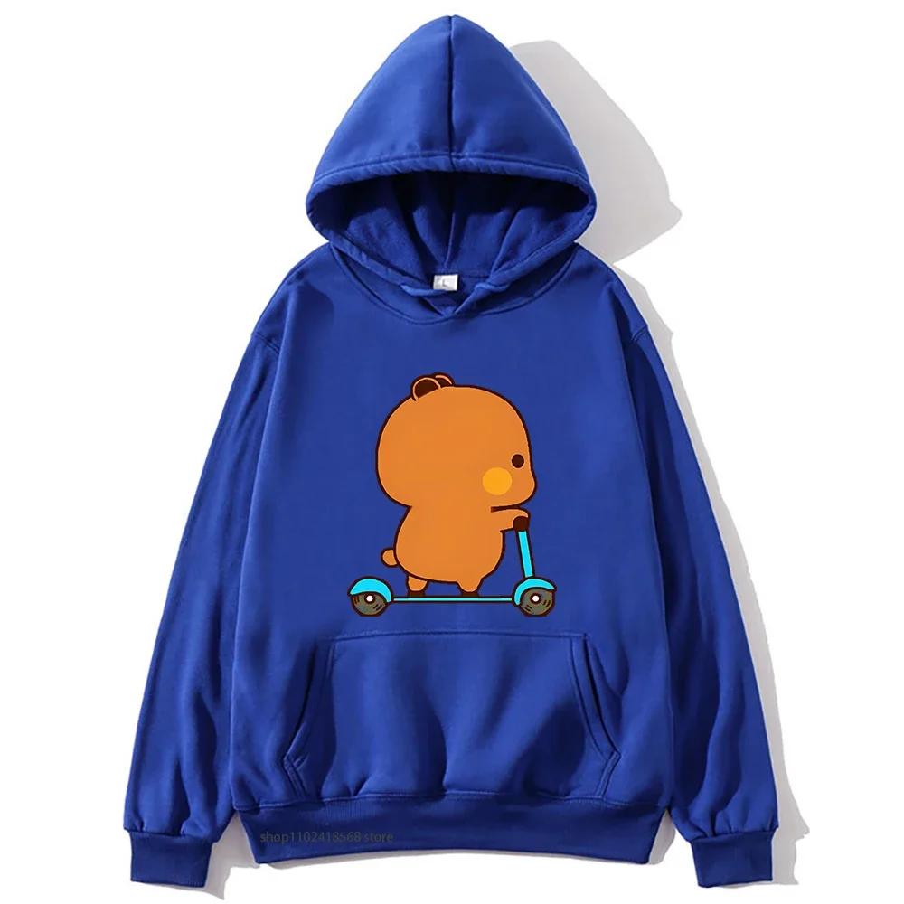 Cute Couple Hoodie Cute Bubu and Dudu Are Playing Scooter Together Sweatshirts Hooded Men's Clothes Women Panda Bear Top