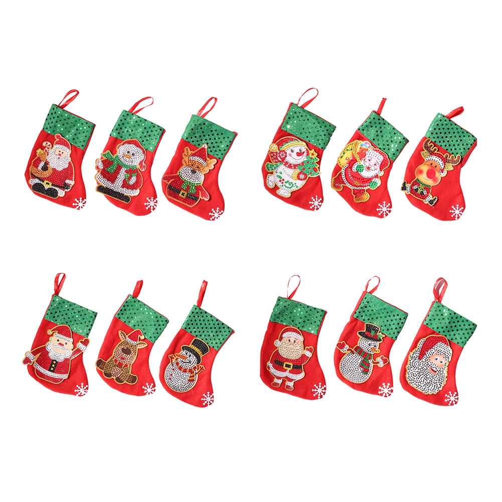 3pcs Christmas Stockings Socks DIY Diamond Painting Christmas Hanging Ornament Xmas Tree Decoration For Christmas