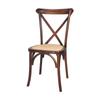 Vintage French Style Solid Wood Dining Chair with Rattan Seat and Fork Back