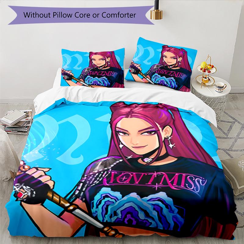 3pcs KPop Demon Hunters MIRA2 Design Cover Set - HD Printed Bedding with 1 Cover and 2 Pillowcases - Perfect for Home and Dorm Decor