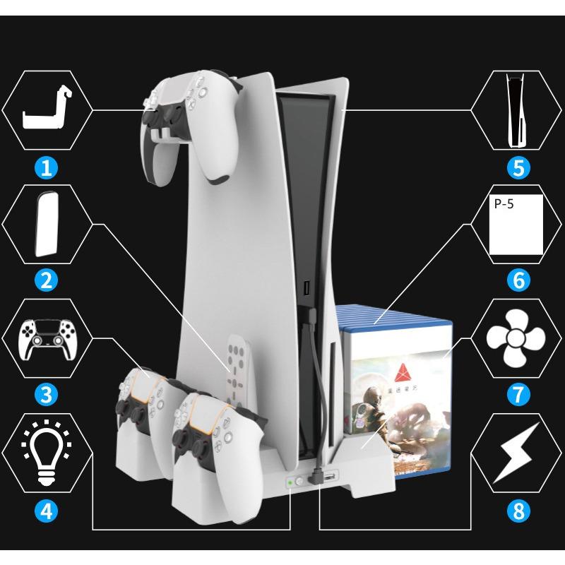 Charging Dock Compatible for PS5 Multipurpose Game Holder Console Cooler