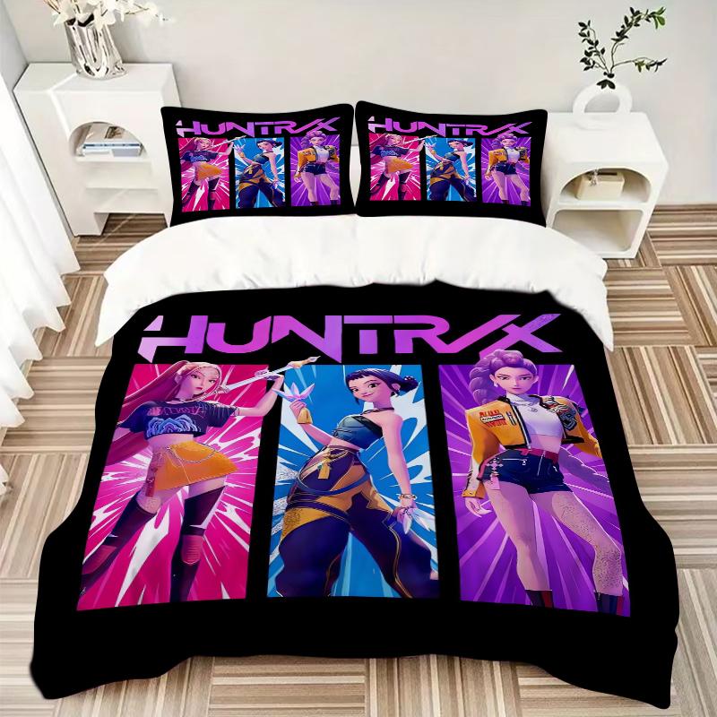 3Pcs Huntrx Future Fashion Icons Bedding Set Soft Fabric Duvet Cover Pillowcases Home Christmas Xmas Halloween Gift 1 Duvet Cover 2 Pillowcase El115