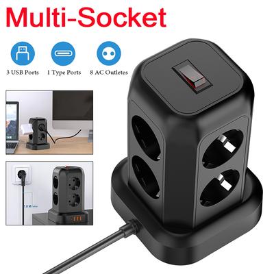 Multi-Socke Vertical 1.8m Extension Cord 1 Type-c and 3 USB Ports Overload Protector Switch Multi-function Smart Socket EU Plug