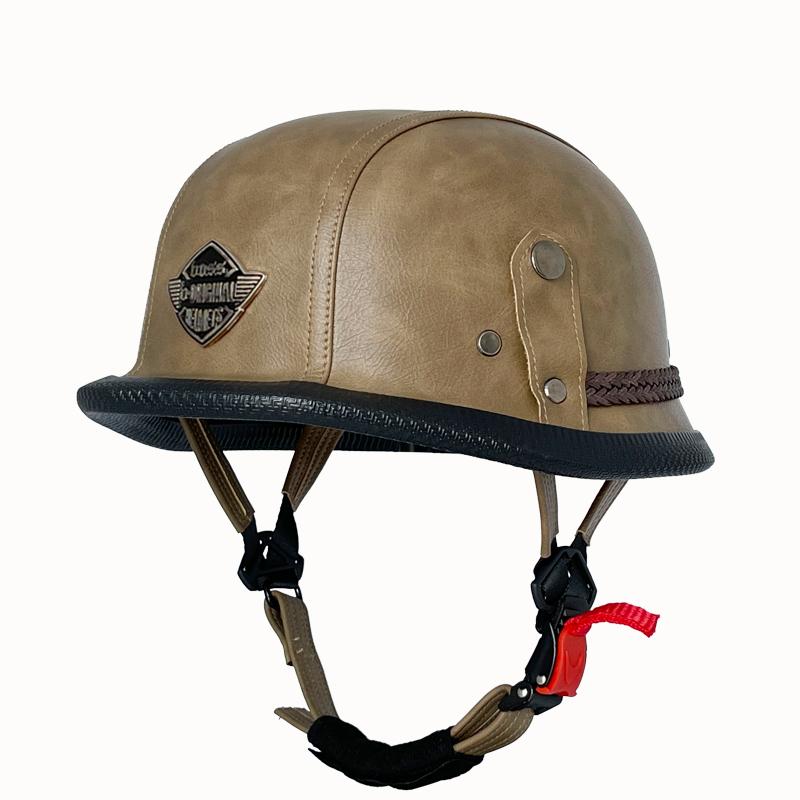 Vintage leather WWII style soldier helmet retro half helmet all seasons unisex bicycle cruiser electric scooter helmet JYT-108